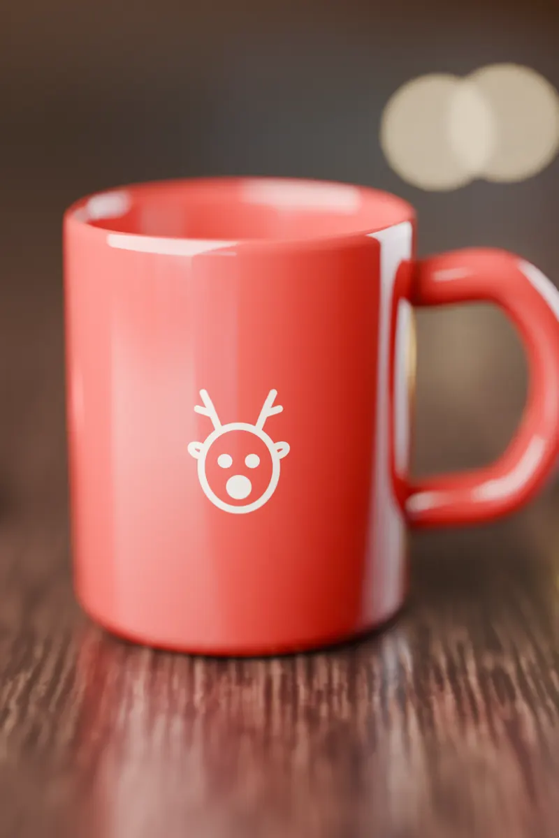 Rote Tasse mit Rentier-Doodle